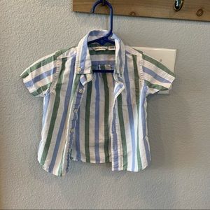 Janie and Jack Button-Down Pastel Blue & Green Striped Shirt